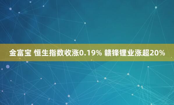 金富宝 恒生指数收涨0.19% 赣锋锂业涨超20%