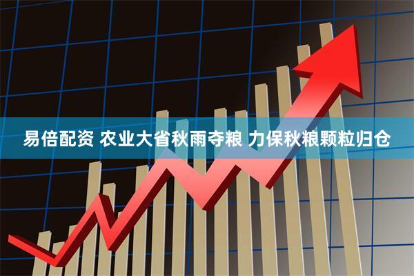 易倍配资 农业大省秋雨夺粮 力保秋粮颗粒归仓